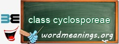 WordMeaning blackboard for class cyclosporeae